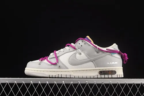 All Categories Nk SB Dunk Series Nk SB Dunk Low Low-top Sneakers Pure Original Version OF x Nk Dunk Low OW White Gray Casual Sports Skateboard Shoes DM1602-111